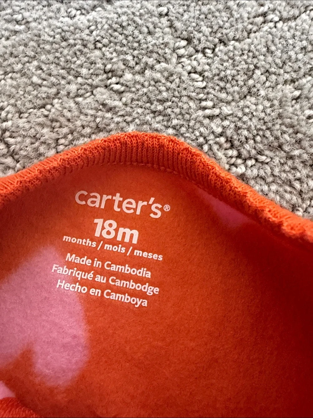 Carter's Orange Fleece Heart Footed One-Piece with Pink Hearts